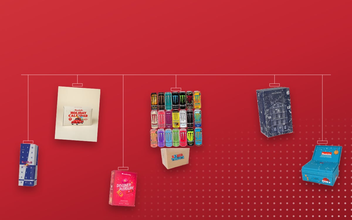 Advent calendars for Boyfriend: Monster Energy Drink 12 Assorted Flavours, Barebells 2025, Westwing 2025, Red Bull 2024 Official, Makita 2025 Limited Edition, Lovehoney Discover Pleasure 2025