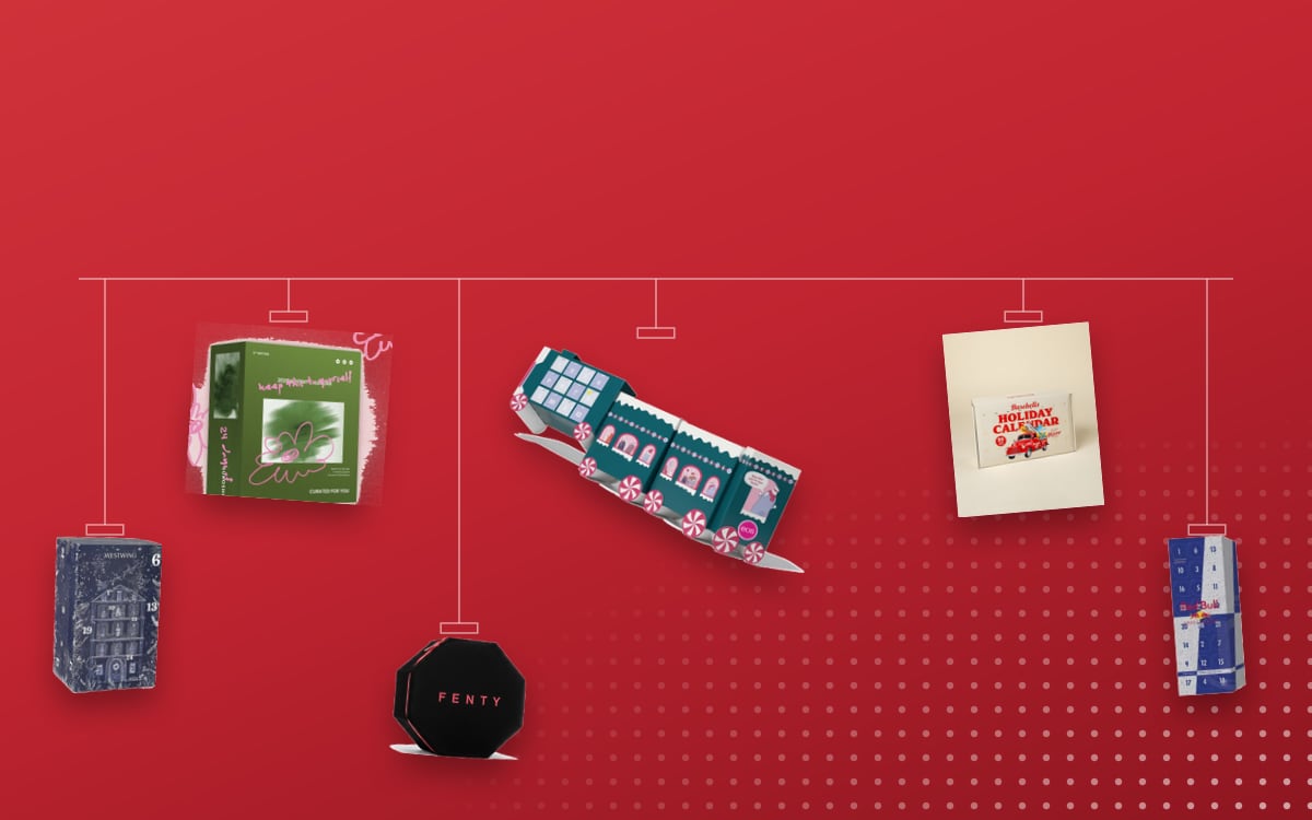 Advent calendars for Girlfriend: EOS 2025, Sukoshi 2026, Barebells 2025, Westwing 2025, Red Bull 2024 Official, Fenty Beauty + Skin 2025
