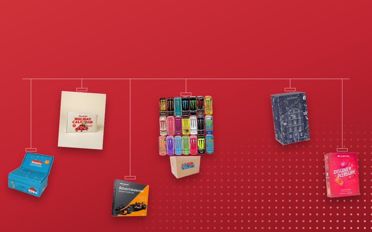Advent calendars for Husband: Monster Energy Drink 12 Assorted Flavours, Barebells 2025, Westwing 2025, Makita 2025 Limited Edition, Lovehoney Discover Pleasure 2025, FRANZIS McLaren Racing 2025