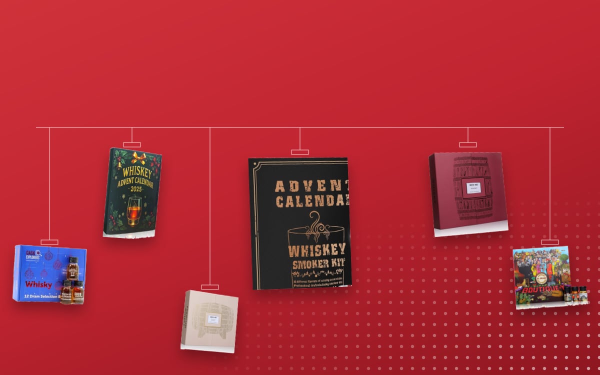 Advent calendars Whiskey: ESPRAY Bourbon Smoker, VICOMY 2025 Whiskey, Master of Malt Whisky 2026, MINIBIRD American Whiskey - 12 Day, That Boutique-y Whisky Company 2026, Drinks by the Dram Premium Whisky 2026