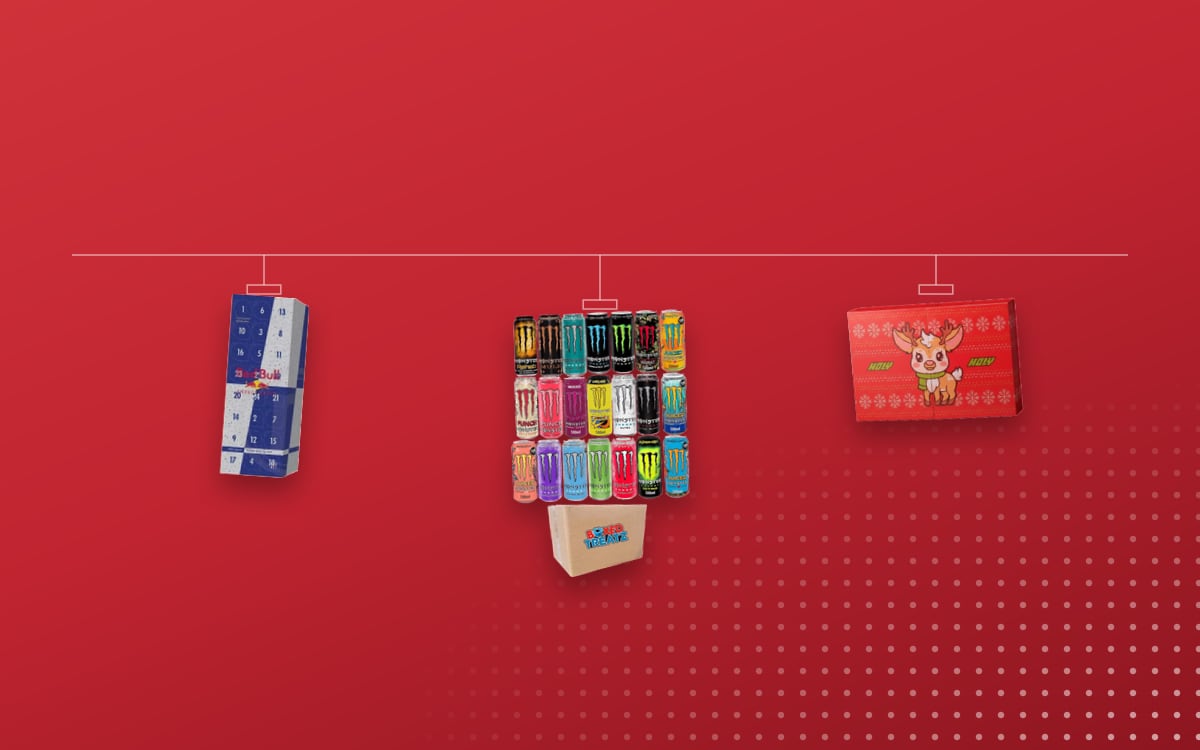 Advent calendars Energy Drinks: Monster Energy Drink 12 Assorted Flavours, Red Bull 2024 Official, HOLY Starter (with Energy)