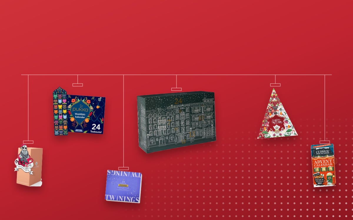 Advent calendars Tea: Westwing 2024, Pukka Organic Tea 2025, English Tea Shop Organic, Ankerkraut Tea, Cupper Adventskalender 2026, Twinings 2026