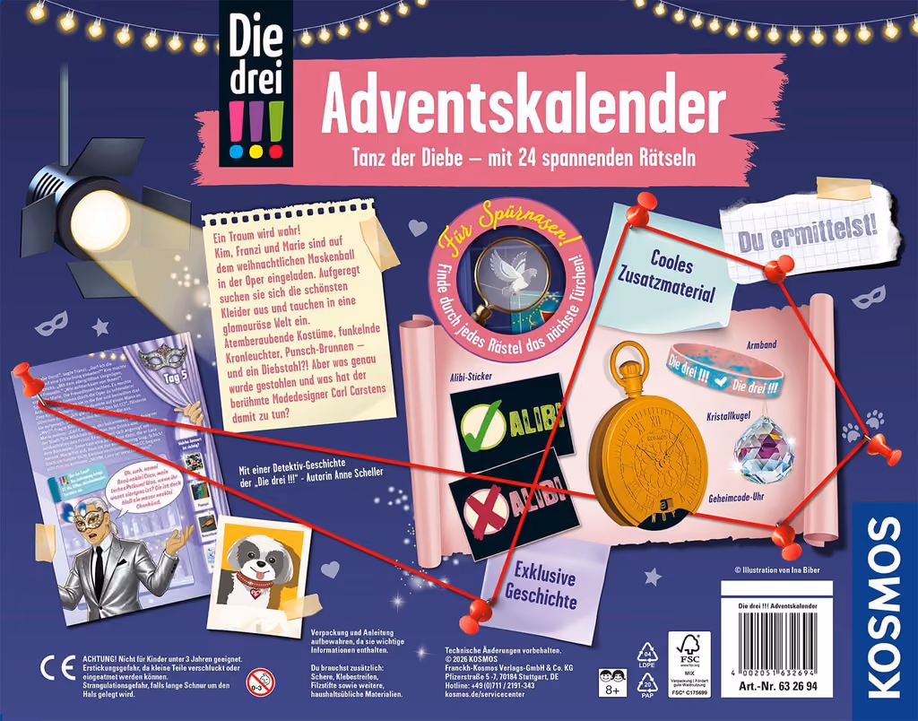 Die drei !!! advent calendar 2026, the investigator wall