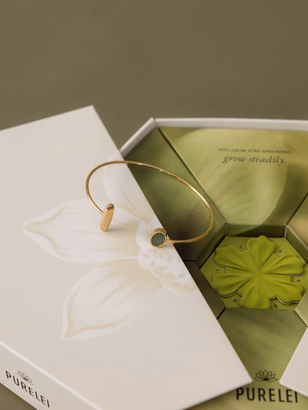 An open module with its six pieces of jewellery