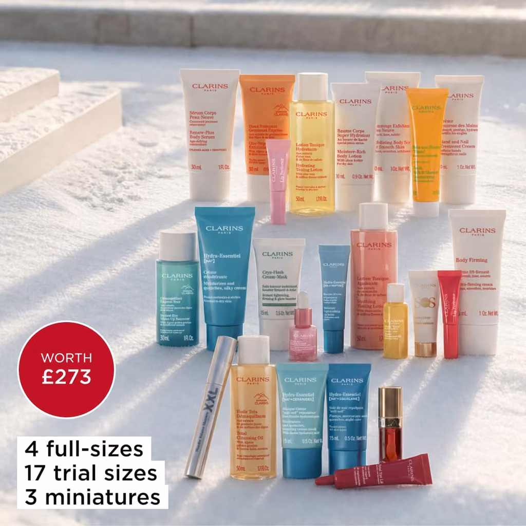 The 24 products standing in the snow, four full sizes among them