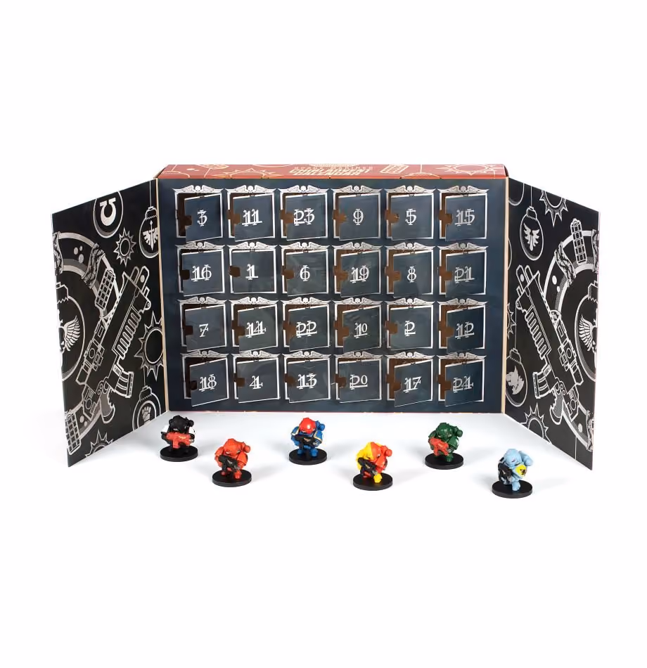 Warhammer 40K Chibi 24 Space Marine Bandai advent calendar contents, photograph 1 of 3