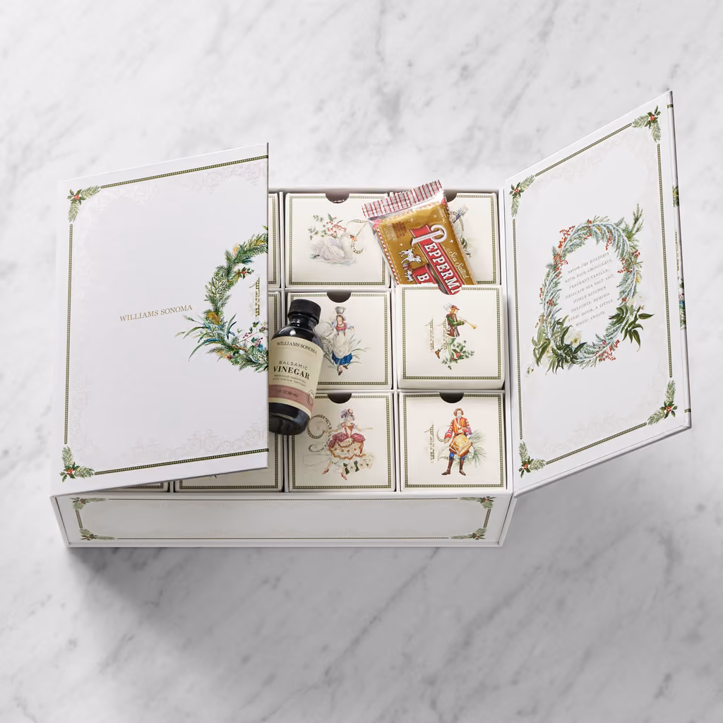The 12 Day Countdown box open with its pantry pieces