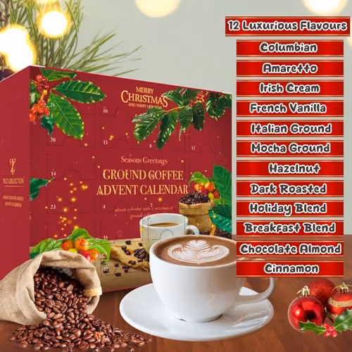 Tilz 24 Days Flavoured Ground Coffee advent calendar contents, photograph 1 of 2