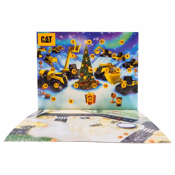 The calendar opened up with its play mat folded out
