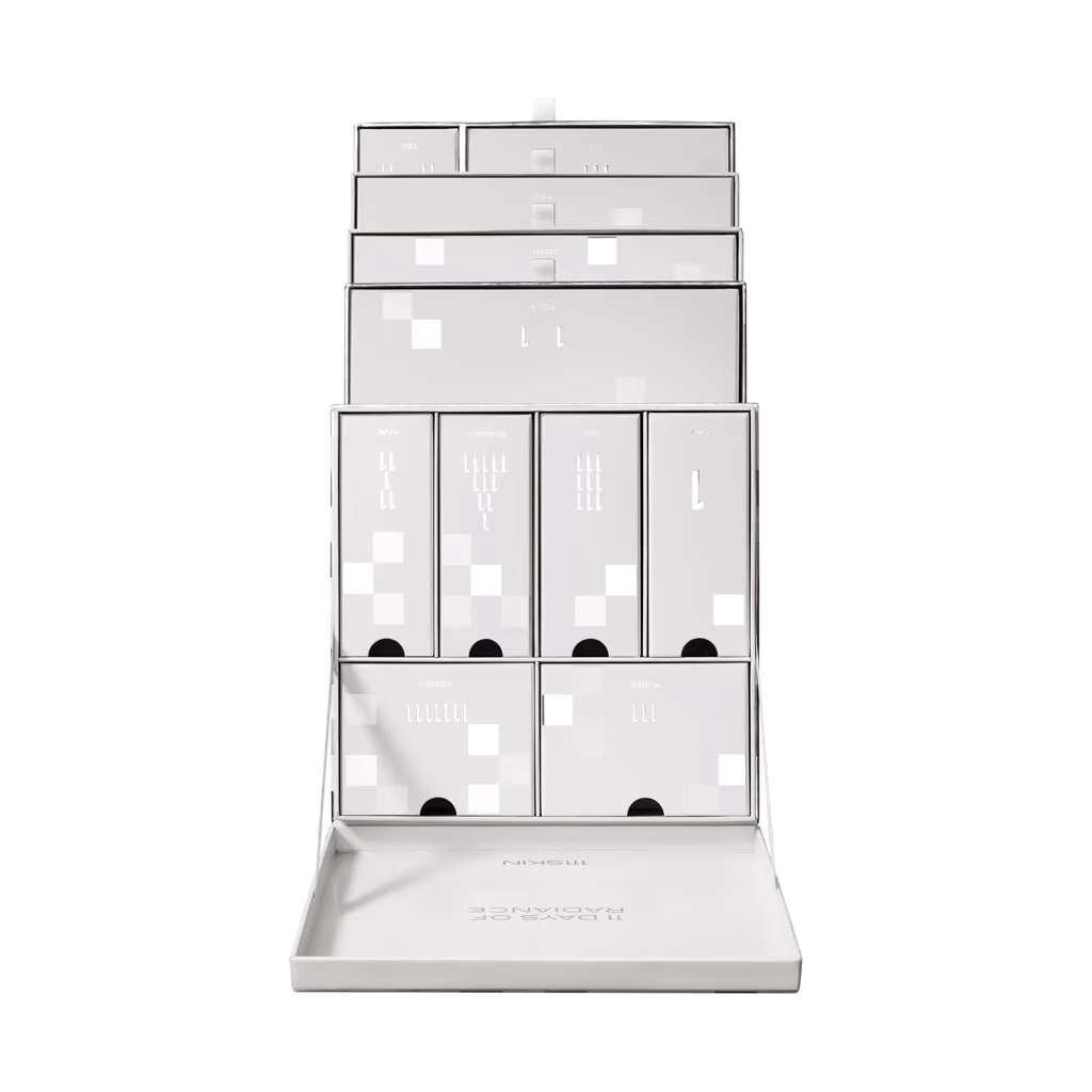 The chest unfolded flat to show all eleven numbered drawers