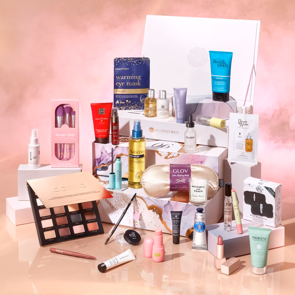 GLOSSYBOX 2024 advent calendar contents, photograph 1 of 1