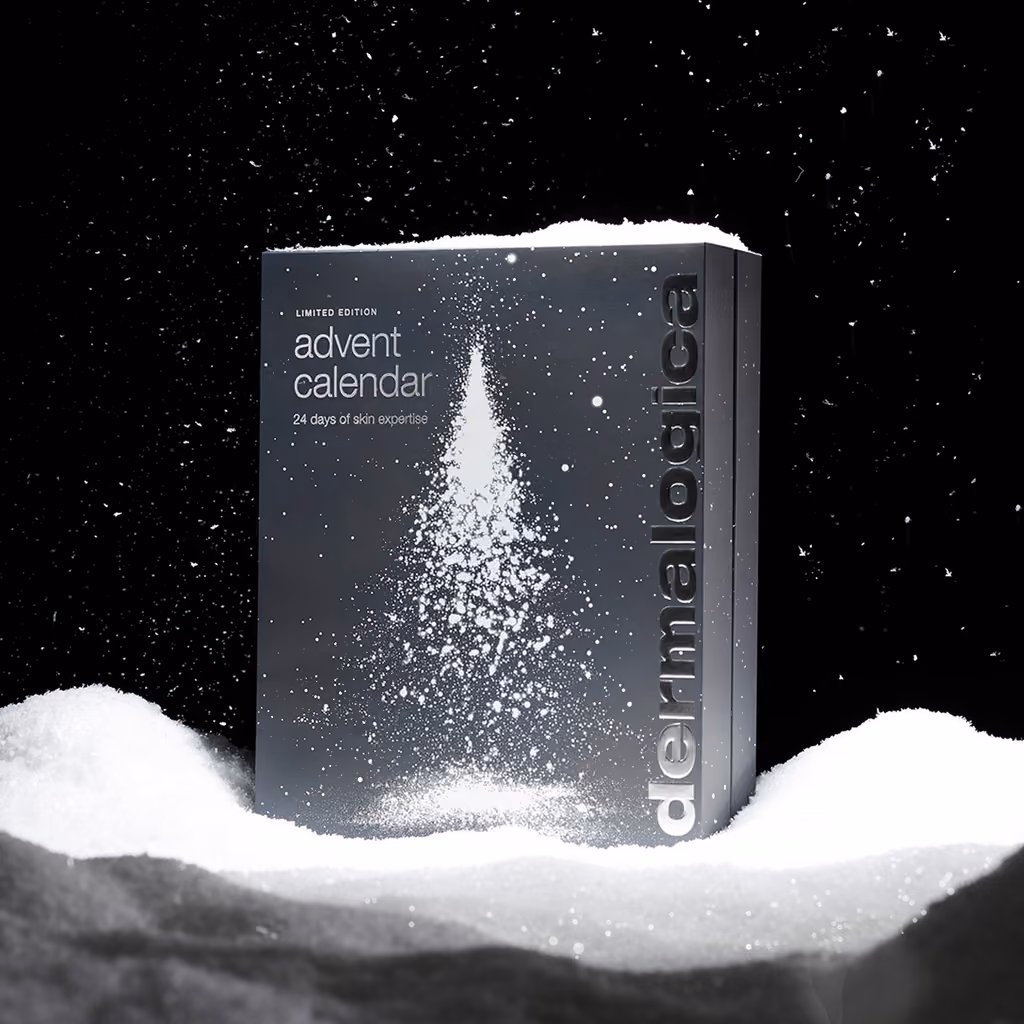 The Dermalogica box standing in snow