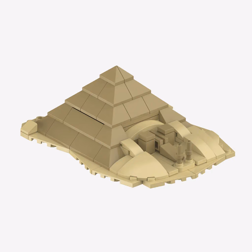 The pyramid model in sand-coloured bricks