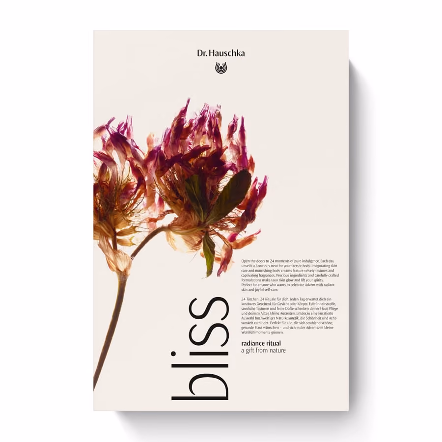 The front of the box with the bliss lettering and the pressed clover