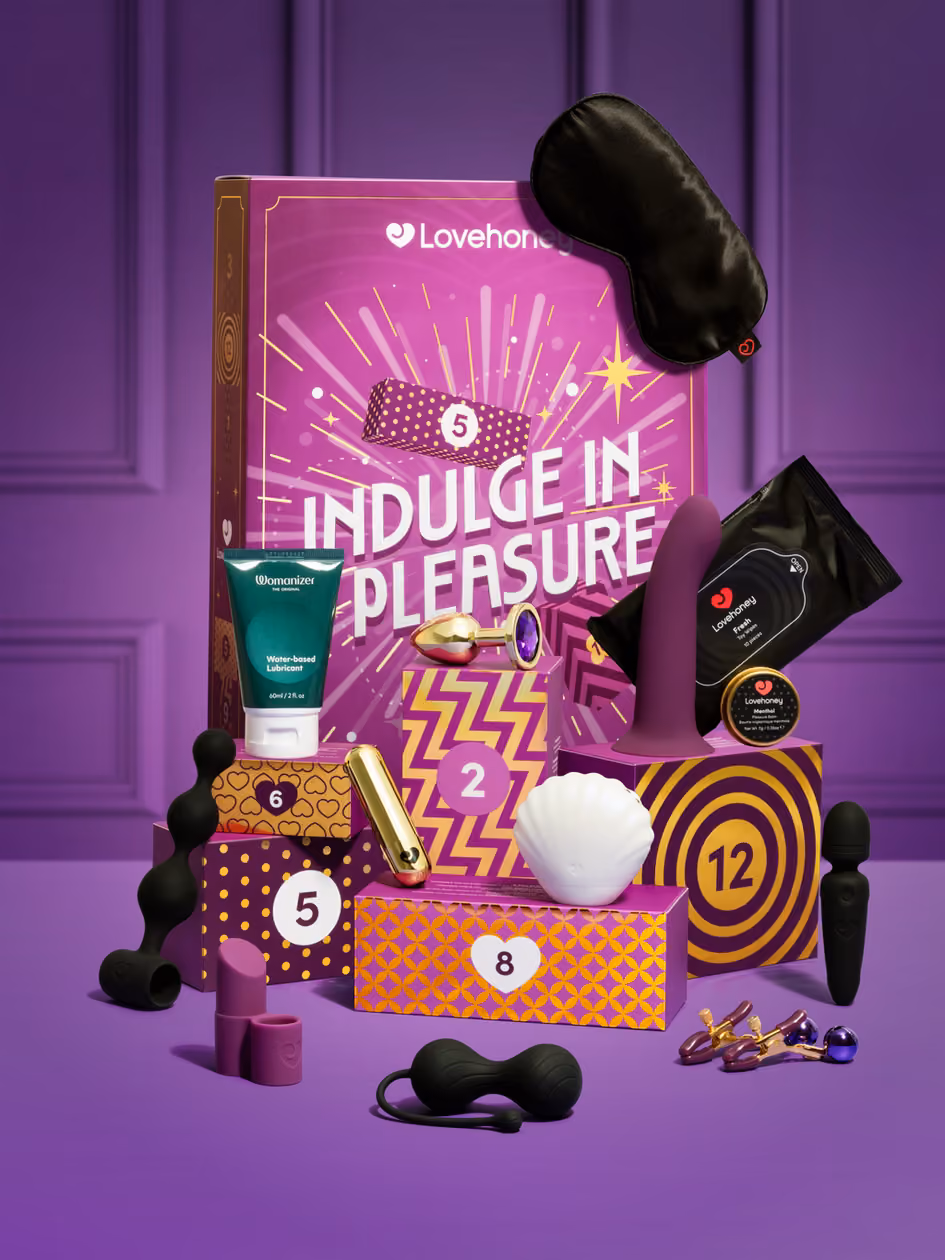 Lovehoney Indulge Pleasure 2025 advent calendar contents, photograph 1 of 4