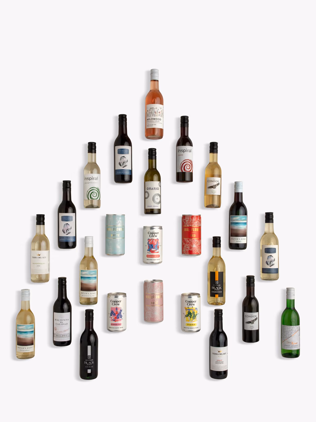 All 24 bottles arranged in a Christmas tree shape