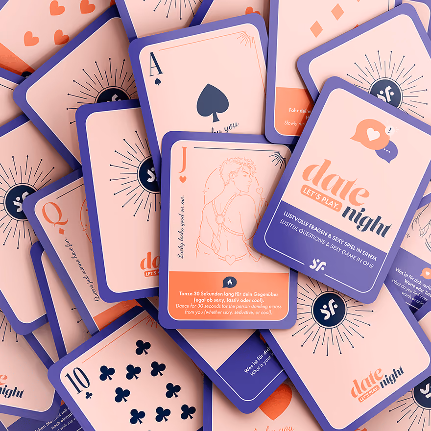The Date Night card game fanned out