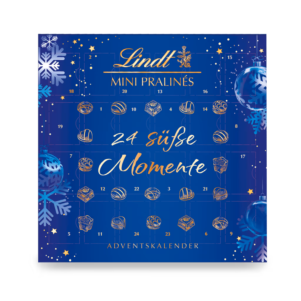 The other Mini Pralinés design, blue with snowflakes, doors shut