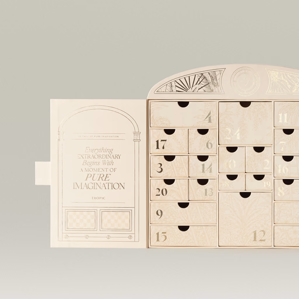 The Tropic 2026 calendar opened to show its 24 numbered drawers