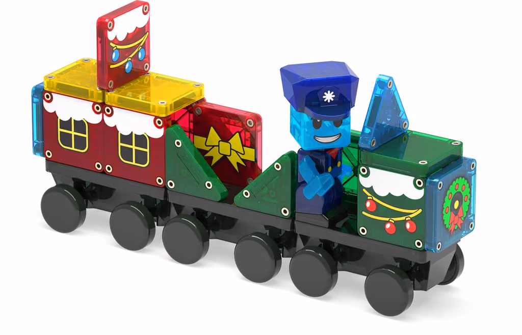 Magna-Tiles microMAGS advent calendar, the train build