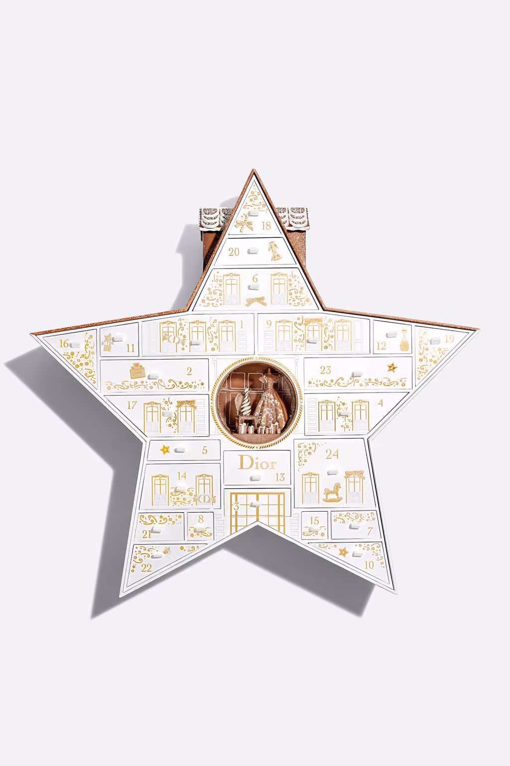 The star from another angle, doors and gingerbread scene showing