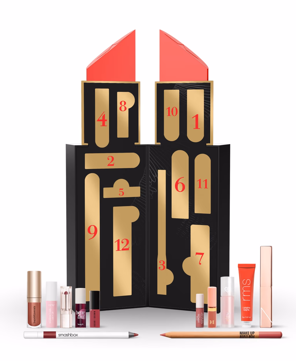 The open box with the products in front