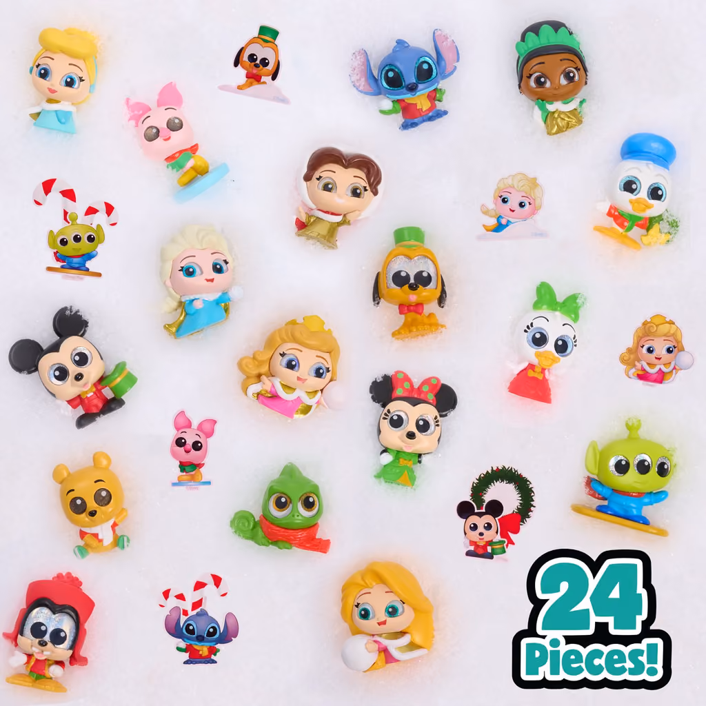 Twenty-four small Doorables figures spread out on white