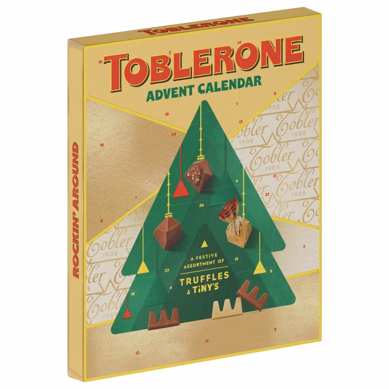 The Toblerone advent calendar box at an angle