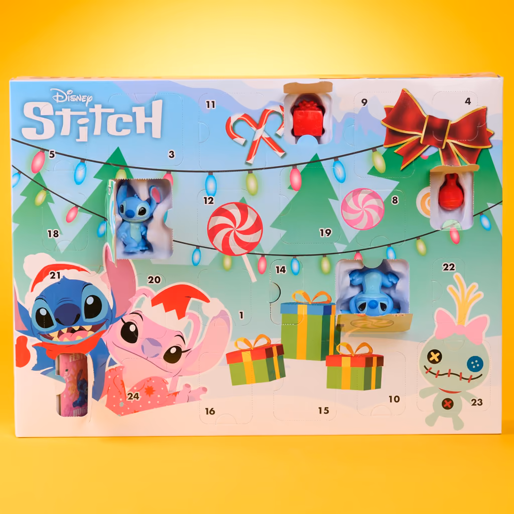 The box with its windows open on the snowy Christmas scene