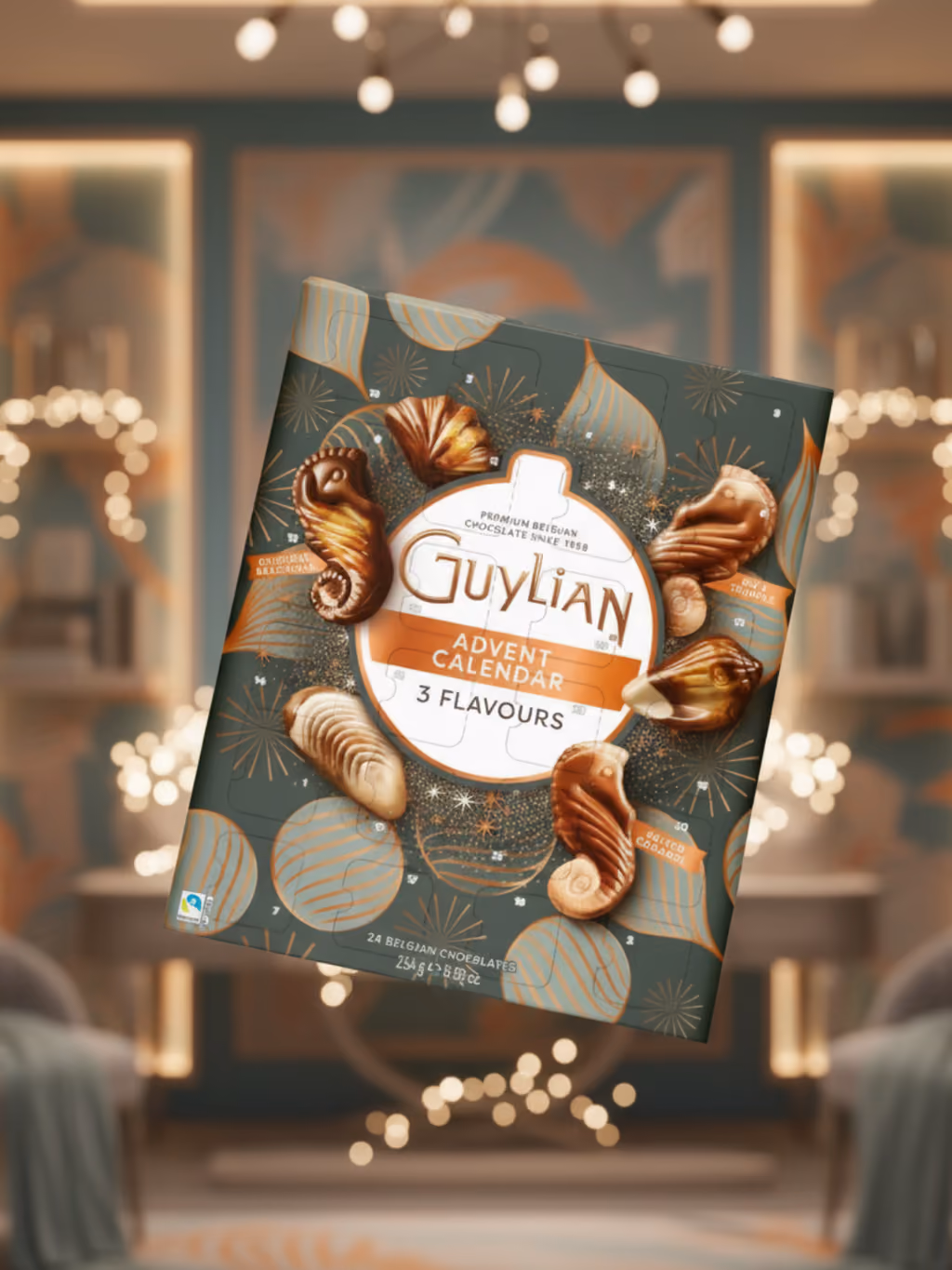 Our photograph of what is inside Guylian 3 Praline Chocolates Flavours
