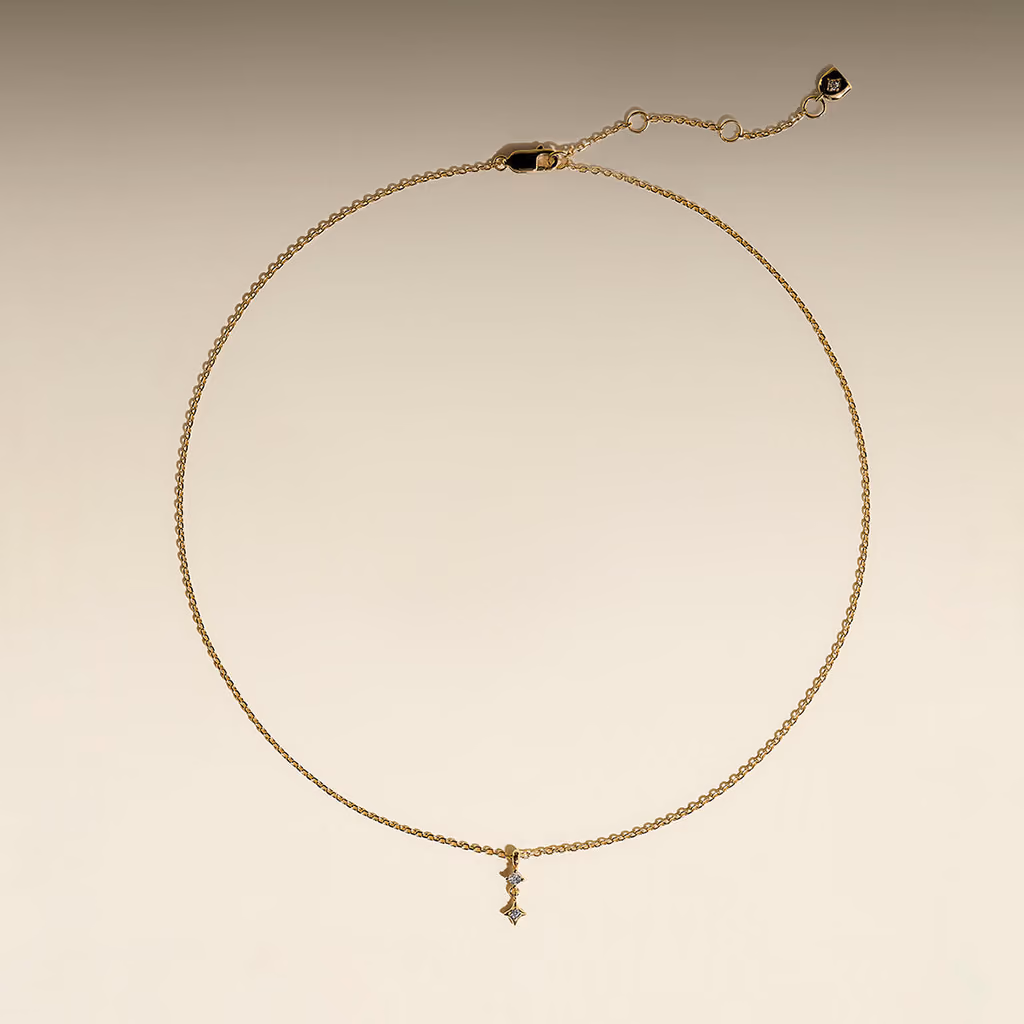 Astrid & Miyu Cosmic Star Crystal Pendant Necklace in Gold