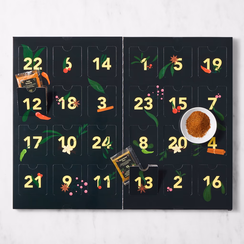 The Spice advent calendar open with its 24 doors