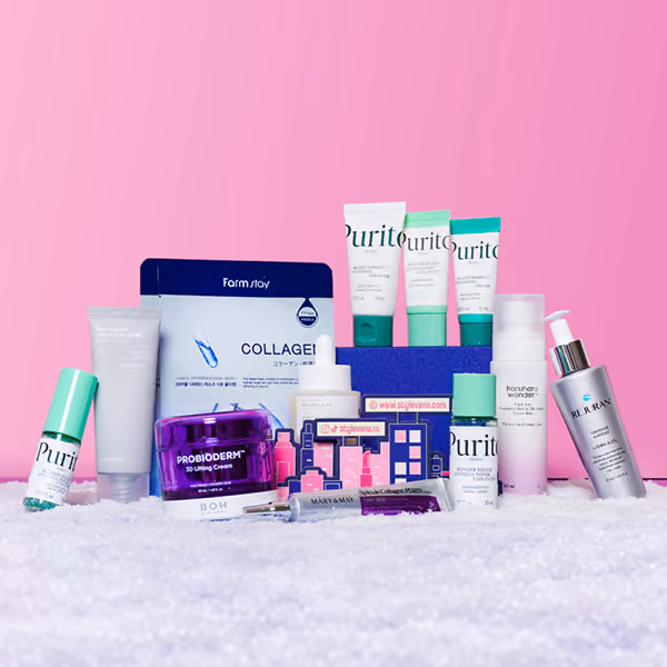 The skincare and body-care doors of the Stylevana 2026 advent calendar on snow