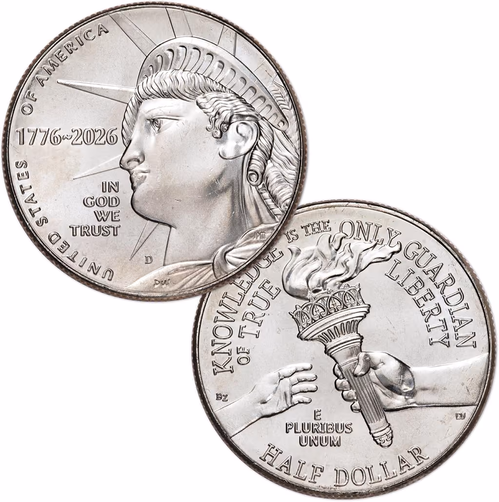 Both sides of the 2026 half dollar