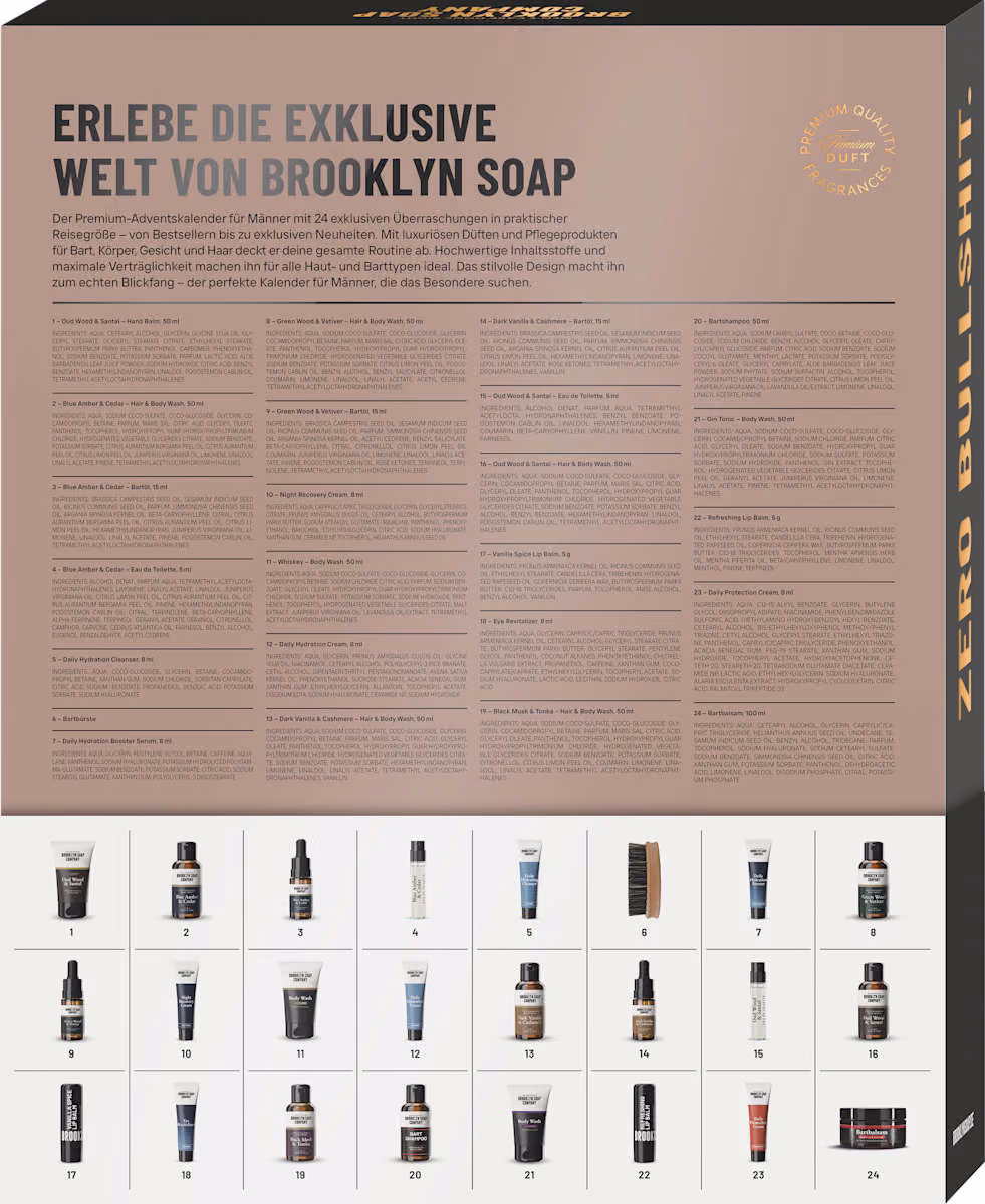 Brooklyn Soap Company advent calendar 2026, the products