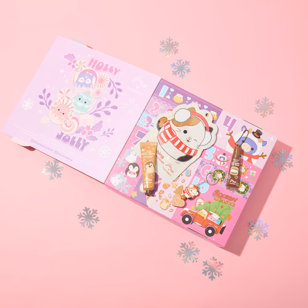 The Squishmallows x TONYMOLY calendar in the studio