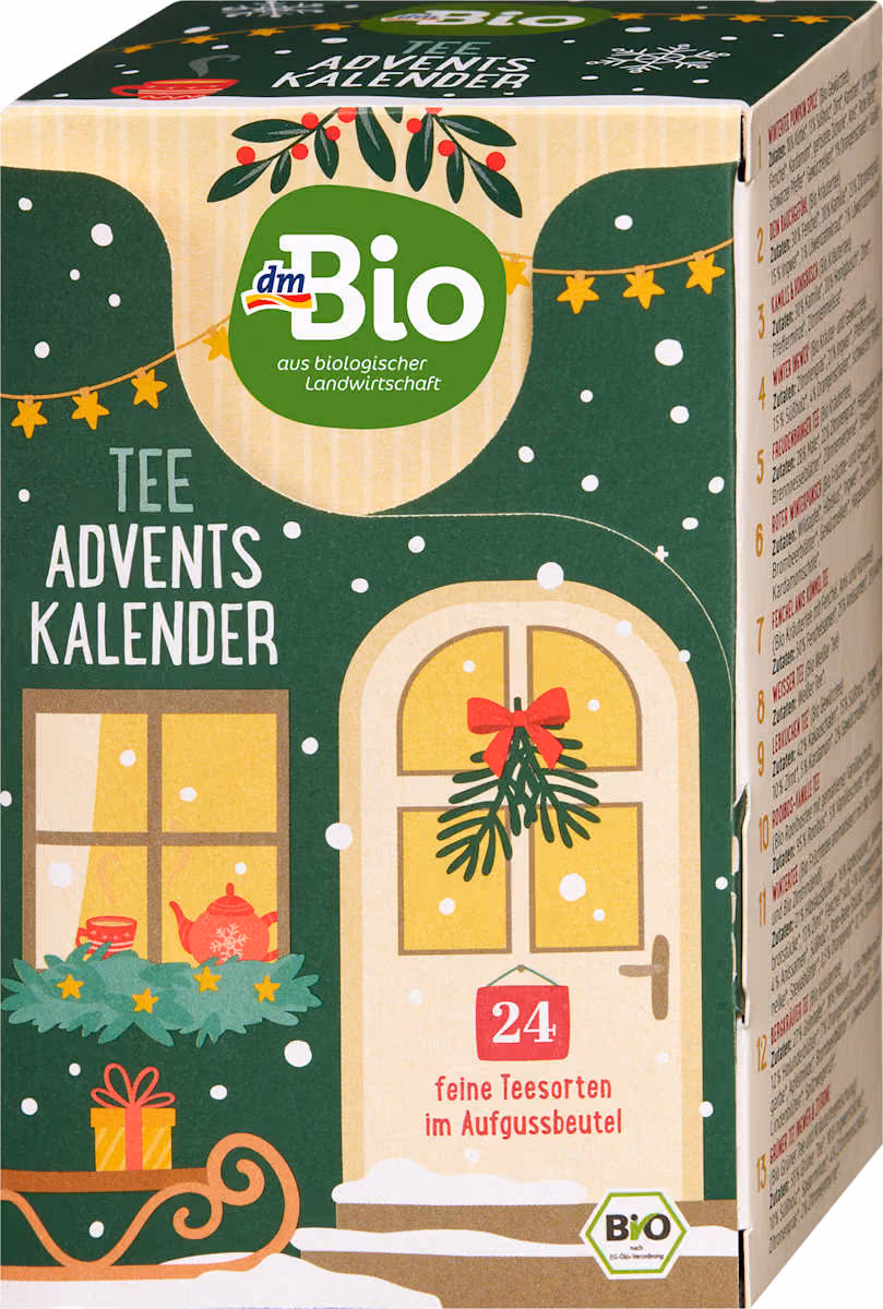 dmBio Adventskalender 2026 Feine Teesorten, dmBio advent calendar