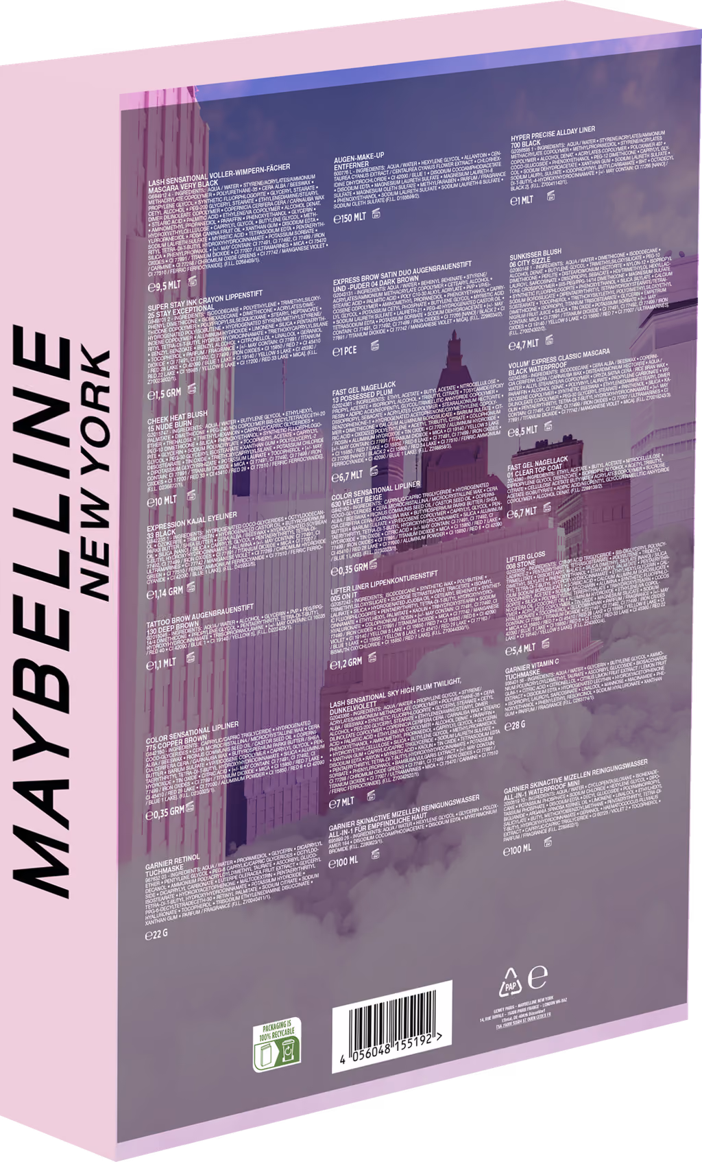 Maybelline Adventskalender 2025 with the 24 products