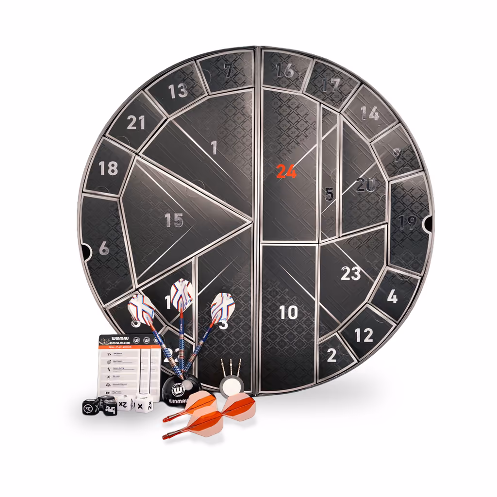 The circular dartboard-style calendar with its 24 numbered doors