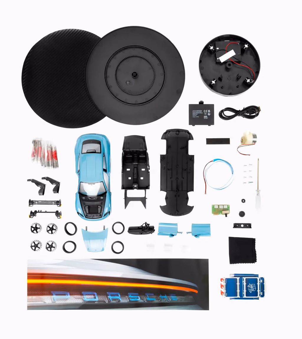 Porsche Taycan Frozen Blue advent calendar contents, photograph 1 of 1