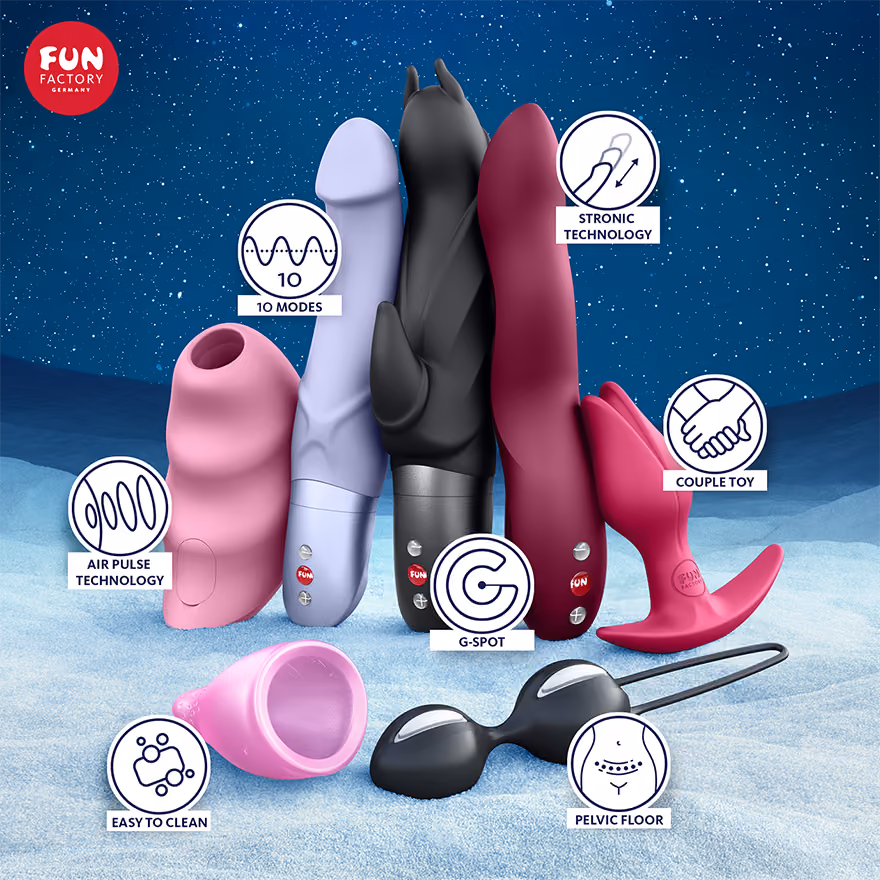 Satisfyer Premium Adventskalender 2025, the Fun Factory pieces and toys