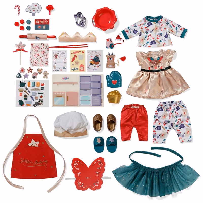 BABY born Christmas Bakery advent calendar, the outfits and props