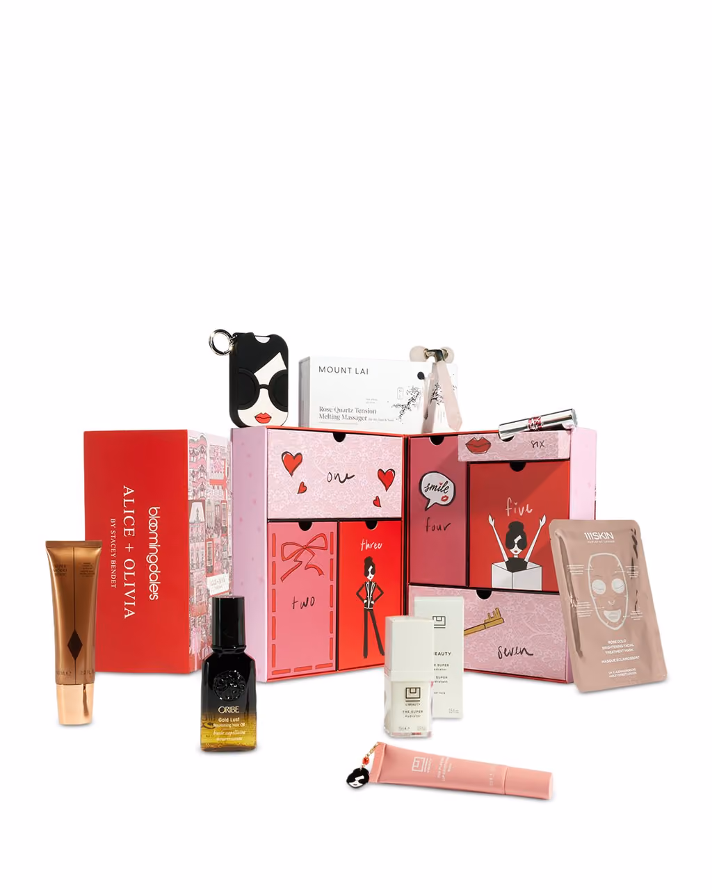The opened doors with the products in front