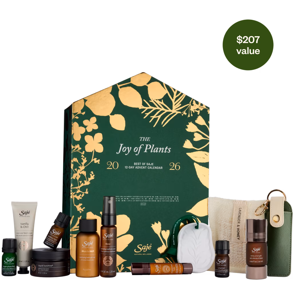 The green house-shaped box with the twelve products around it