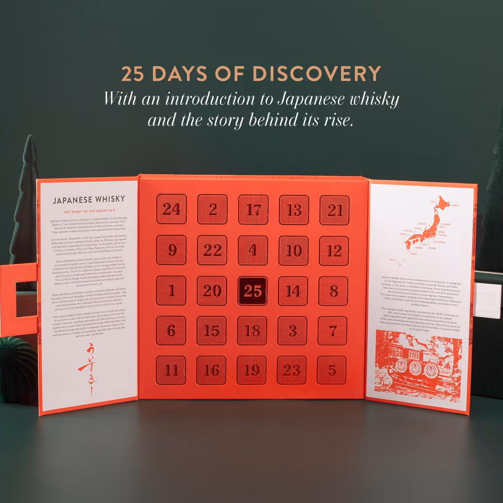The red box opened out to show the numbered doors, an introduction to Japanese whisky and a map of Japan