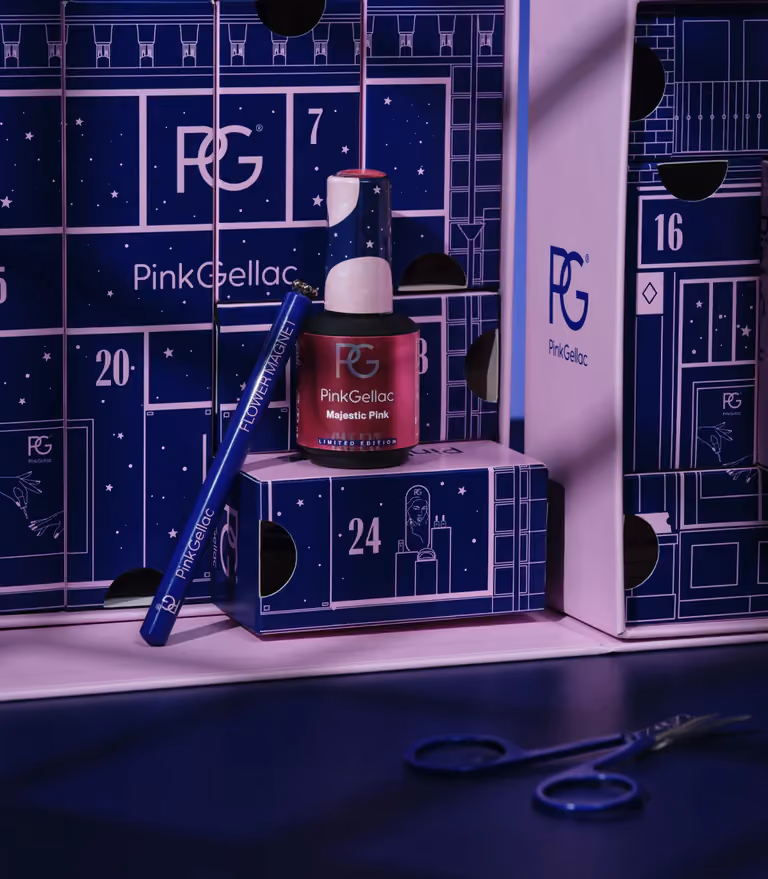 Pink Gellac 2025 advent calendar contents, photograph 1 of 2