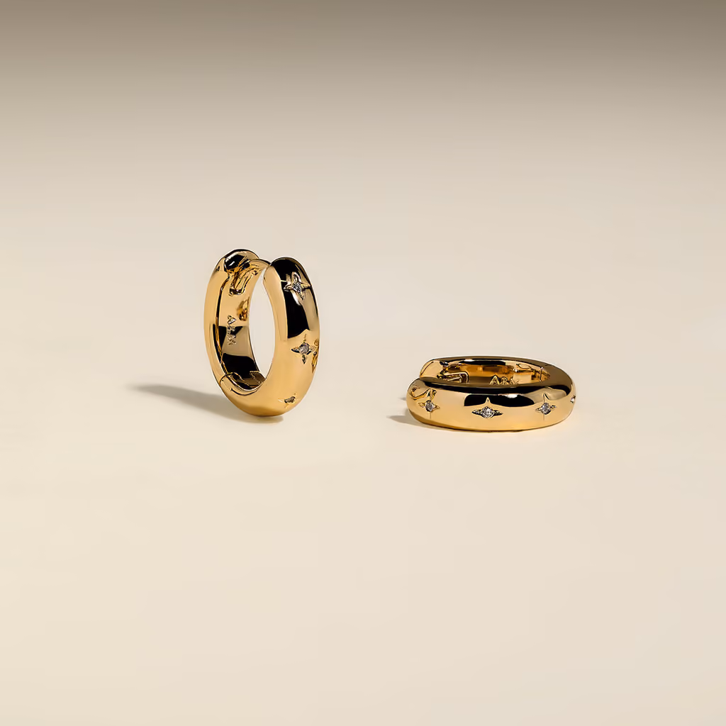 Astrid & Miyu Bold Cosmic Small Hoops in Gold