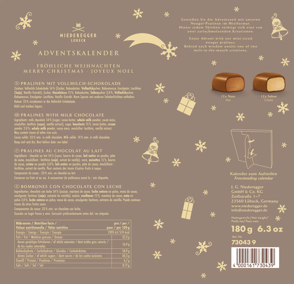 Niederegger Adventskalender Mini Nougat 2026, second view